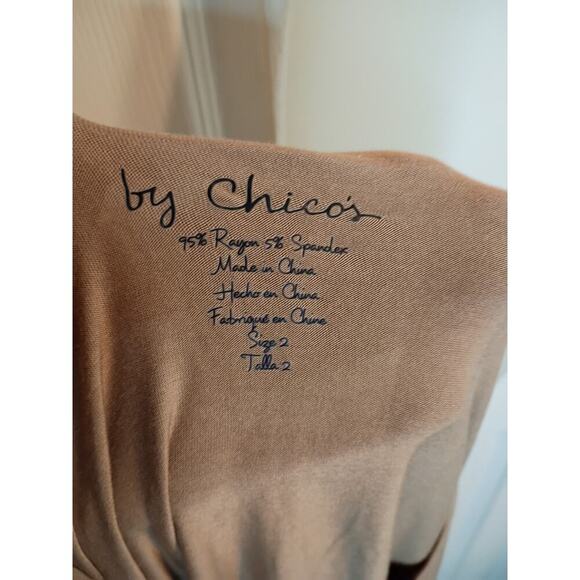 Chicos Top Brown Sz 2 L Liquid Knit Stretch Business Casual - Picture 5 of 8